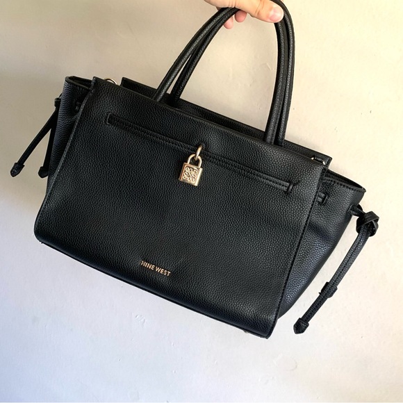 Nine West Handbags - Nine West Classic Black Shoulder Top Handle Bag Purse with Gold Accents